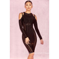 Long Sleeve Dress Black Lace Bandage Dress